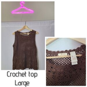 Vintage brown crochet top- Large
